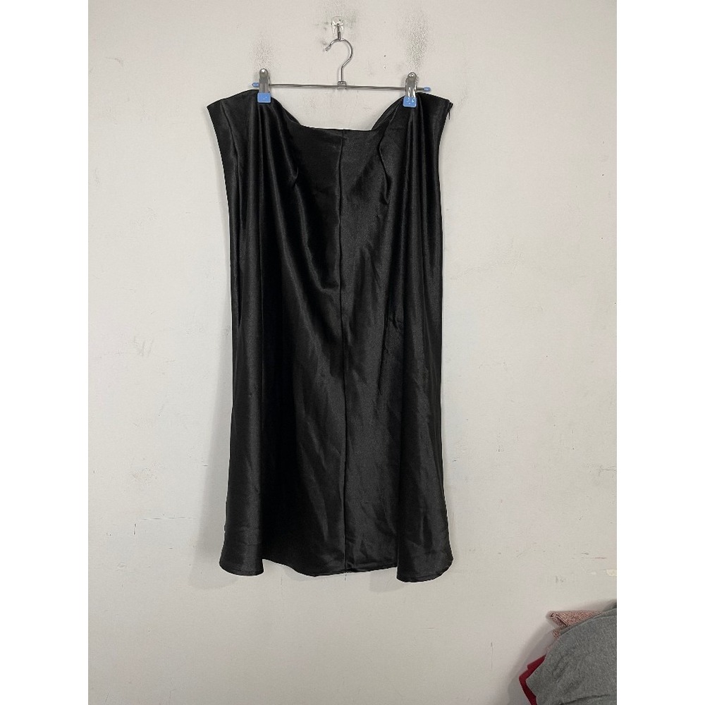 SHEIN FIT+ Womens Skirt 24‎ Black Satin Midi Holiday Party Cocktail Date Night